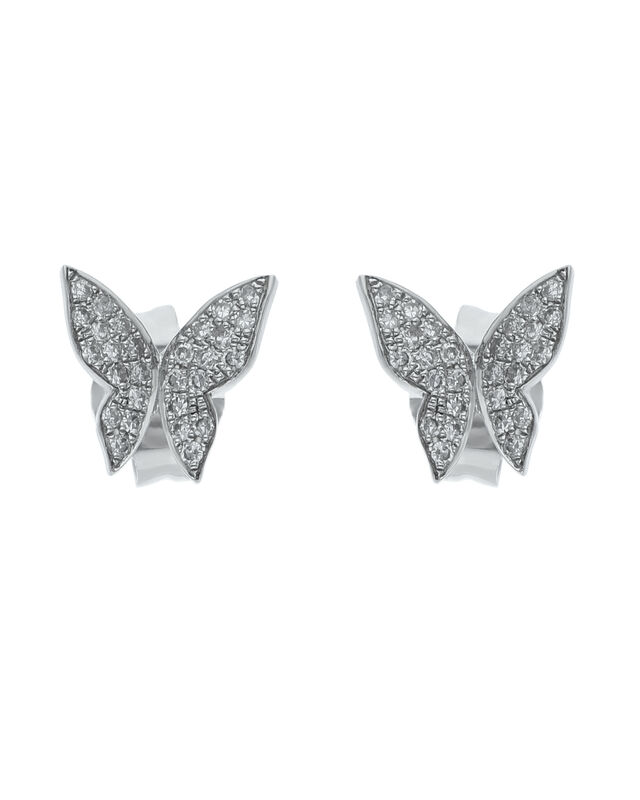 Aretes Oro Blanco 14k Con 14 Pts De Diamante image number null