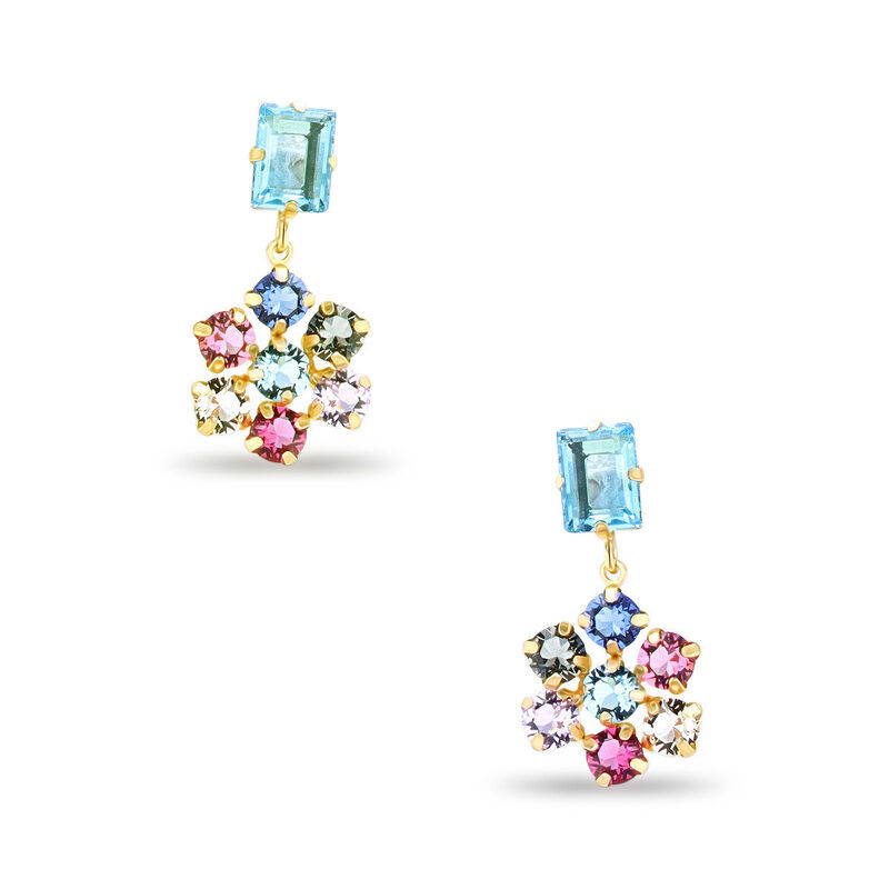 Aretes Flor Plata Dorada 925 Con Piedras De Col... image number null