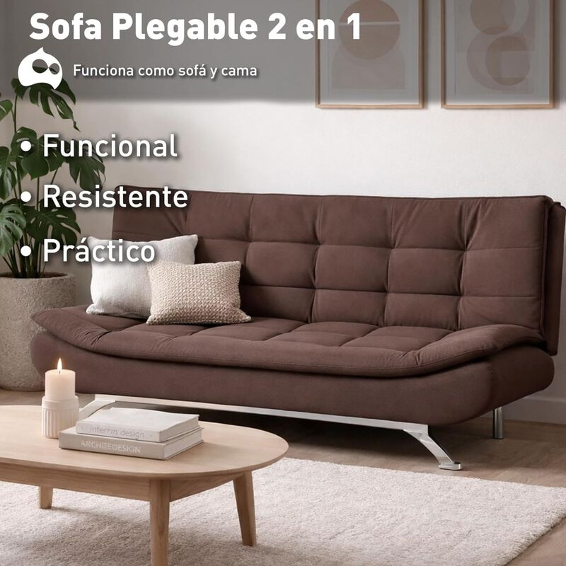 Sof&aacute; Cama 2 En 1 Con Estructura De Madera, Incl... image number null