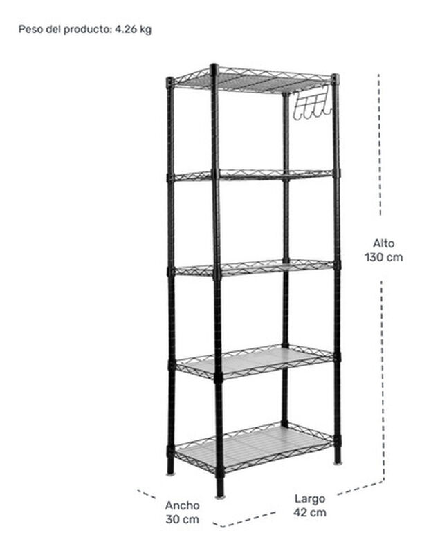 Estante Minimalista 5 Niveles Acero 100 Kg image number null