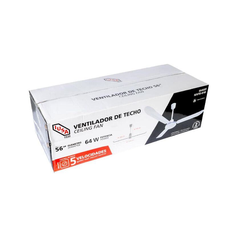 Ventilador De Techo, 56", 64w, 5 Velocidades, I... image number null