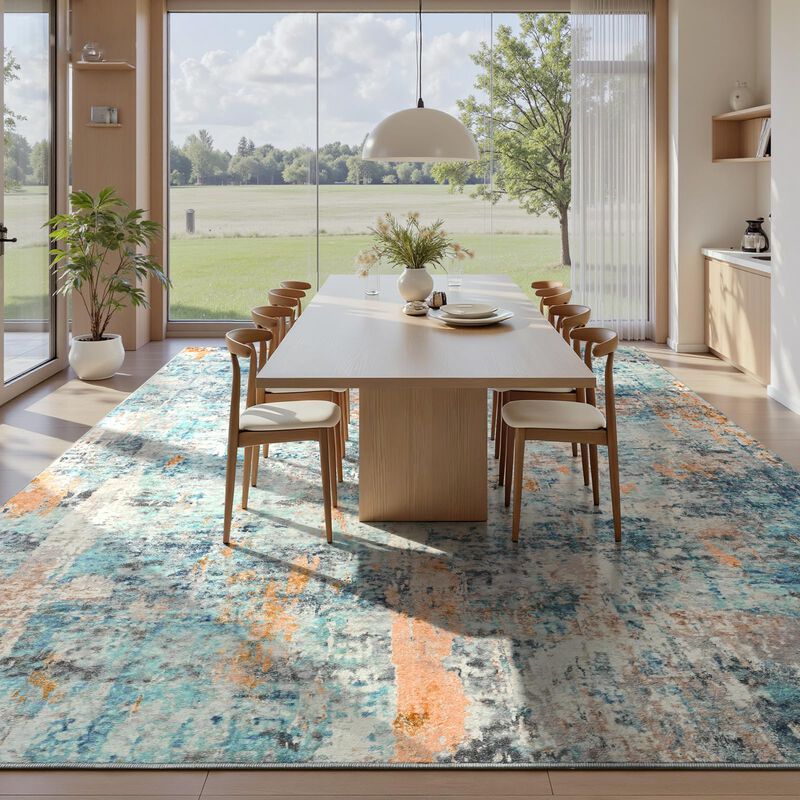 Alfombra Ompaa 183x275 cm Azul Lavable Boho Ant... image number null