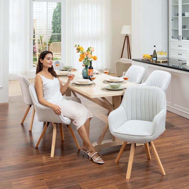 Silla Giratoria 360&deg; Con Brazos, Tapizada En Te... image number null