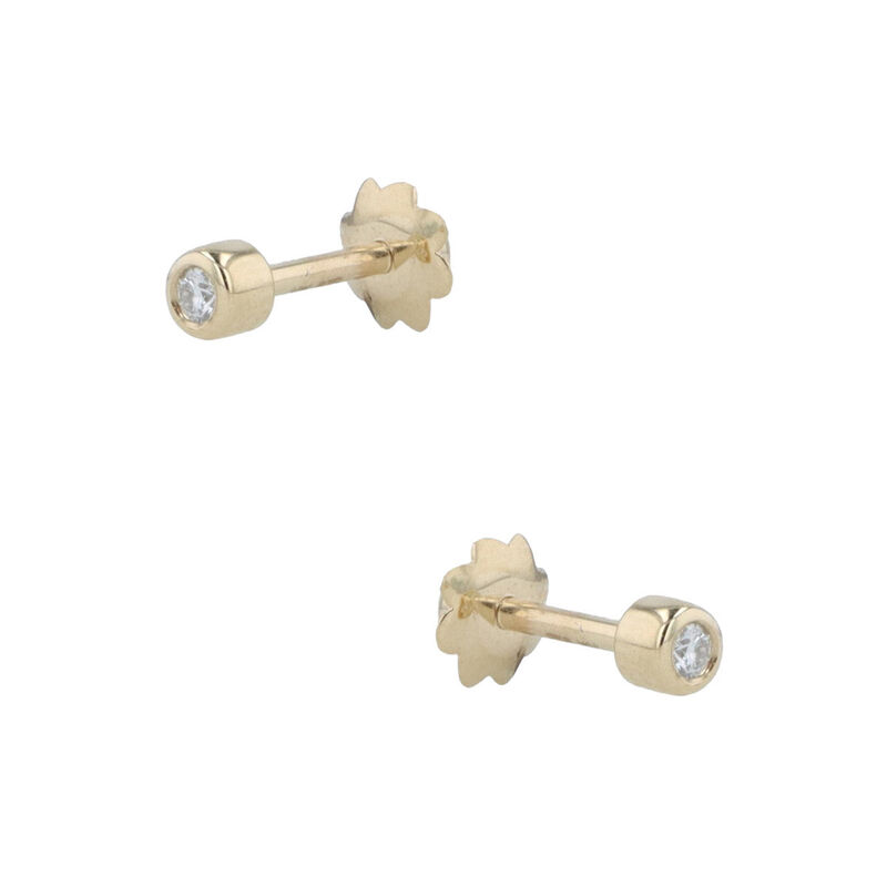 Broqueles Oro Amarillo 10k Con 4pts De Diamante image number null