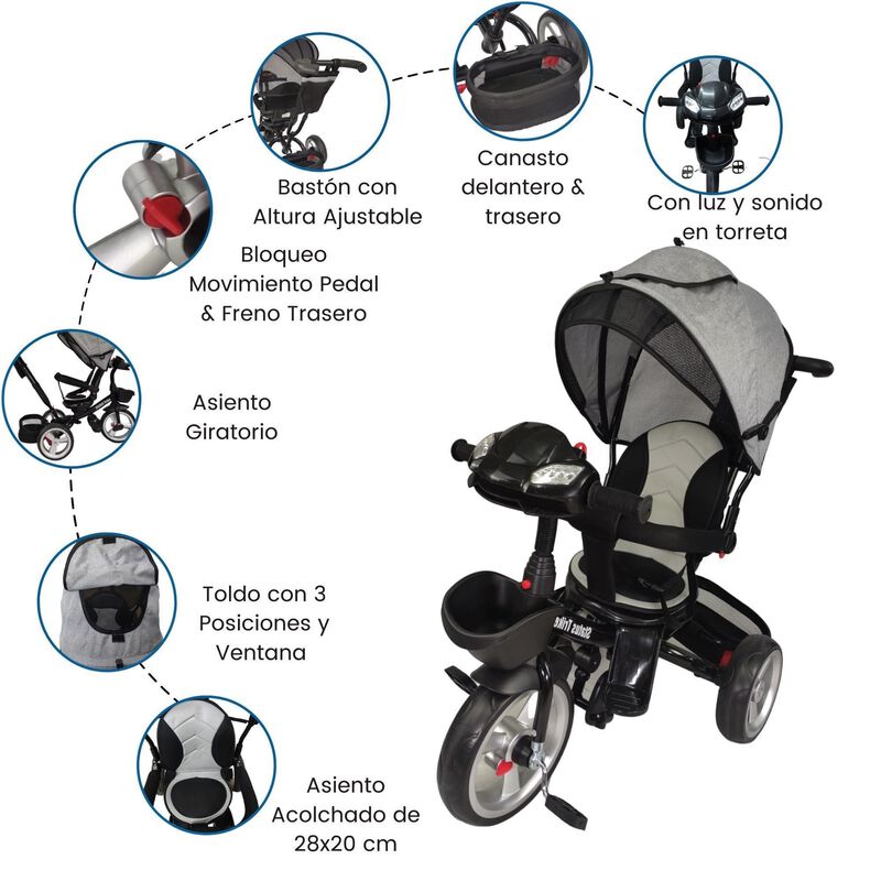 Triciclo Evolutivo 7en1 Con Asiento Giratorio 3... image number null