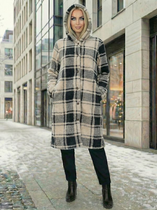 Abrigo C&aacute;rdigan Largo para Mujer Tipo Peluche C... image number null