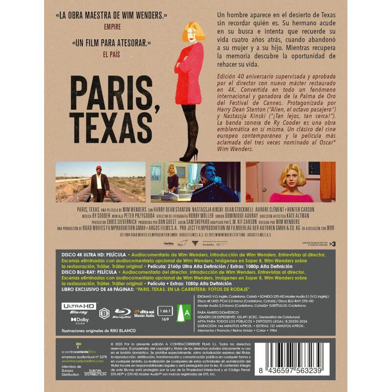 Paris, Texas (Libreto 68 p&aacute;gs.) [4K UHD, Blu-ra... image number null