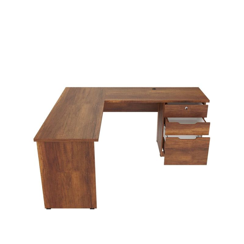 Escritorio en L  Denver,  3 Cajones Minimalista... image number null