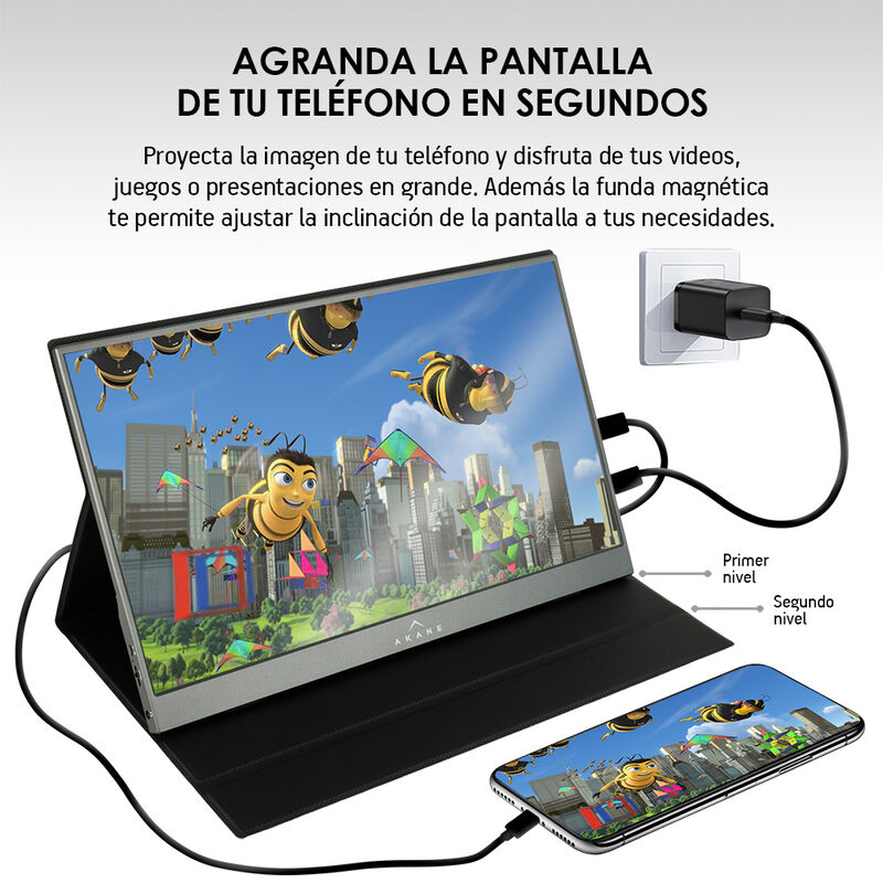 Monitor Portátil Full HD 15.6” para Laptop, Cel... image number null