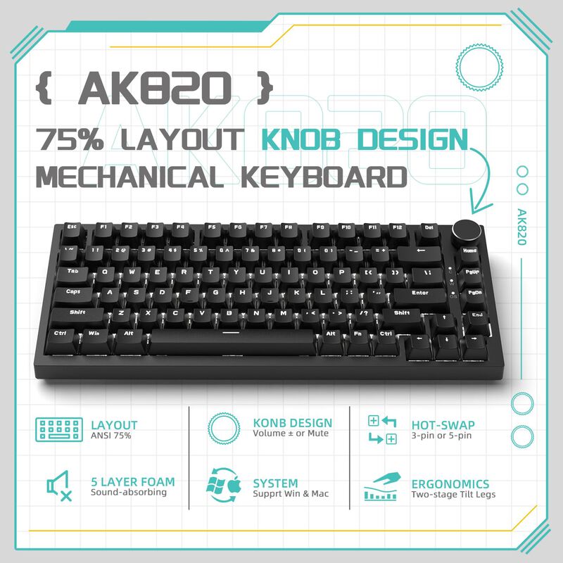 Teclado Mec&aacute;nico Para Juegos A.jazz Ak820, Inte... image number null