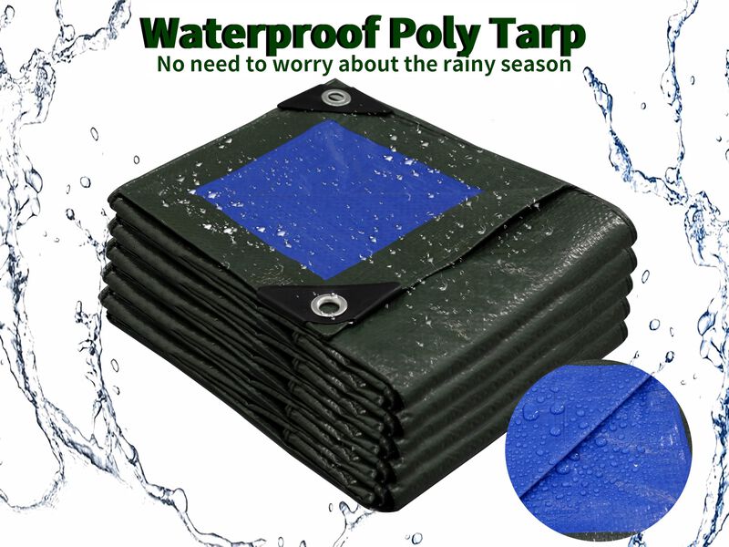 Lona Tarpal, 9 X 12 Pies, Verde, Impermeable, L... image number null