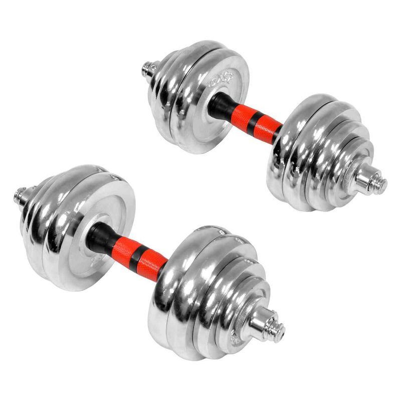 Set Mancuernas Metal Cromado Ajustables 30 Kg 1... image number null