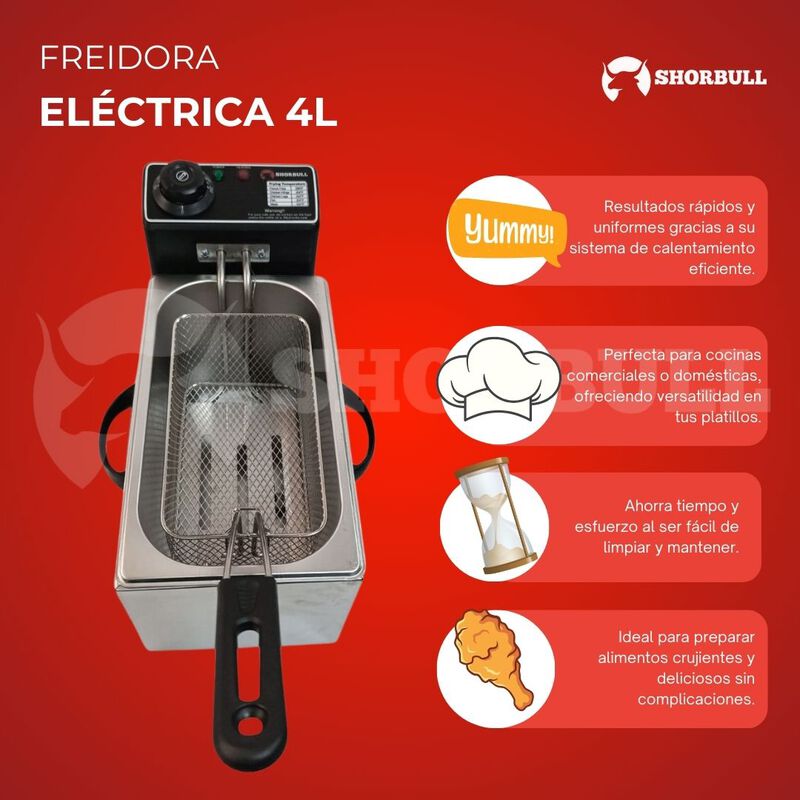 SHORBULL - Freidora  De Aceite, Capacidad De 4L... image number null