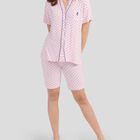 Pijama Corto con Estampado de Corazones Rosa