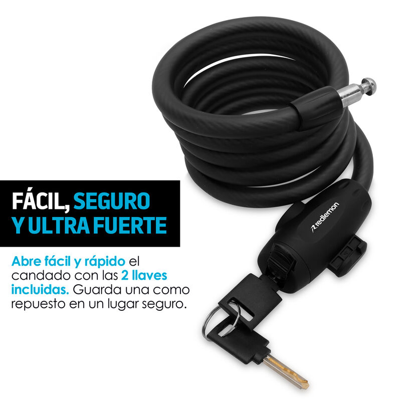 Candado para Bicicleta 1.47m Contra Agua 2 Llav... image number null