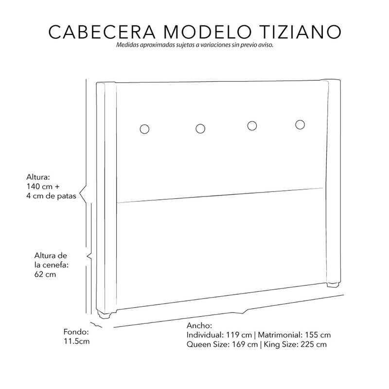 Cabecera Individual Dicasa Tiziano  Negro image number null