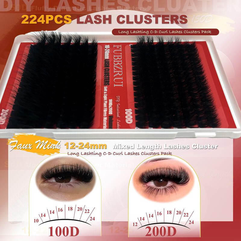 Racimos De Pesta&ntilde;as Gruesas D Curl Diy 224 Piez... image number null