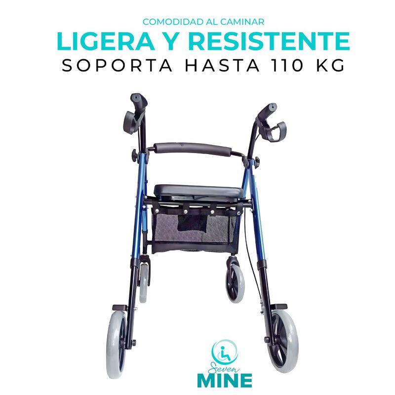 Andadera Rollator Sc-777 Azul Plegable Y Ajusta... image number null