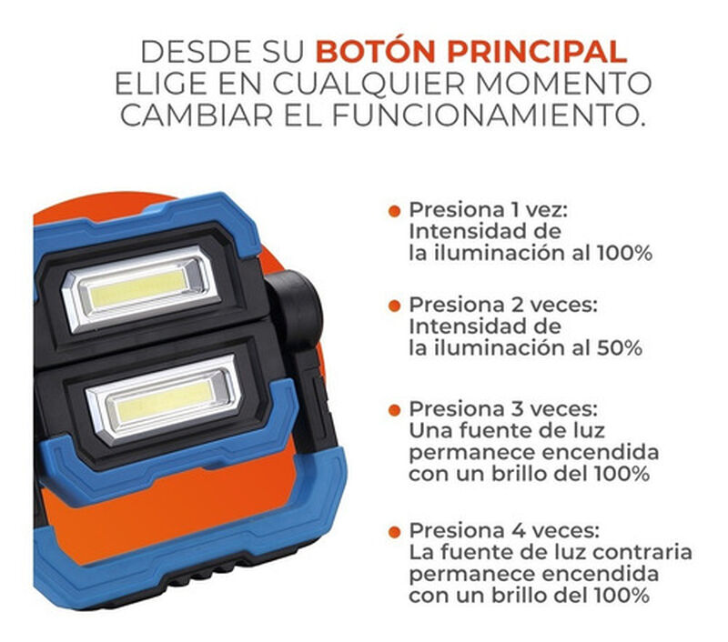 Lámpara De Trabajo Recargable 10w 360 Power Ban... image number null