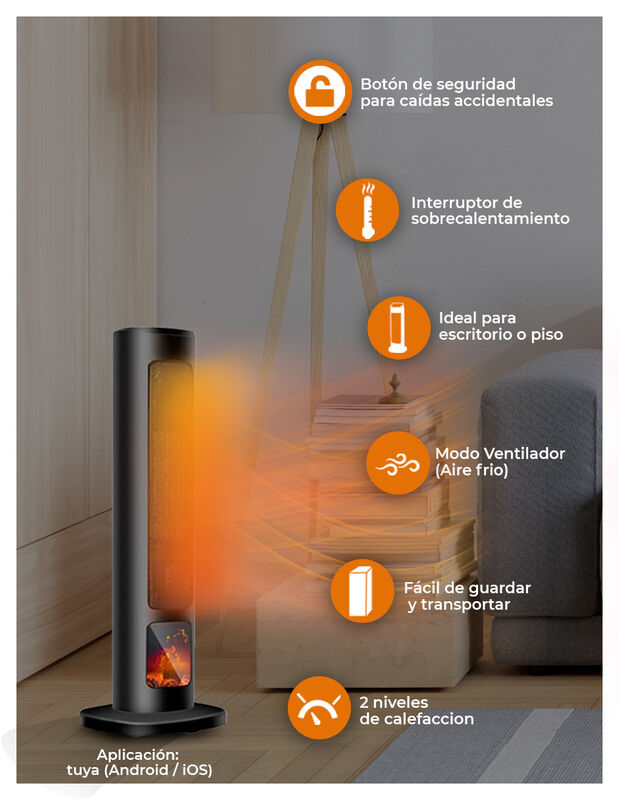 Calefactor Torre 24 WiFi Inteligente Smart Home... image number null