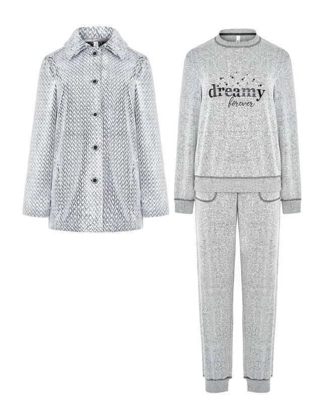 Conjunto de Pijama y Bata Vigore Gris image number null