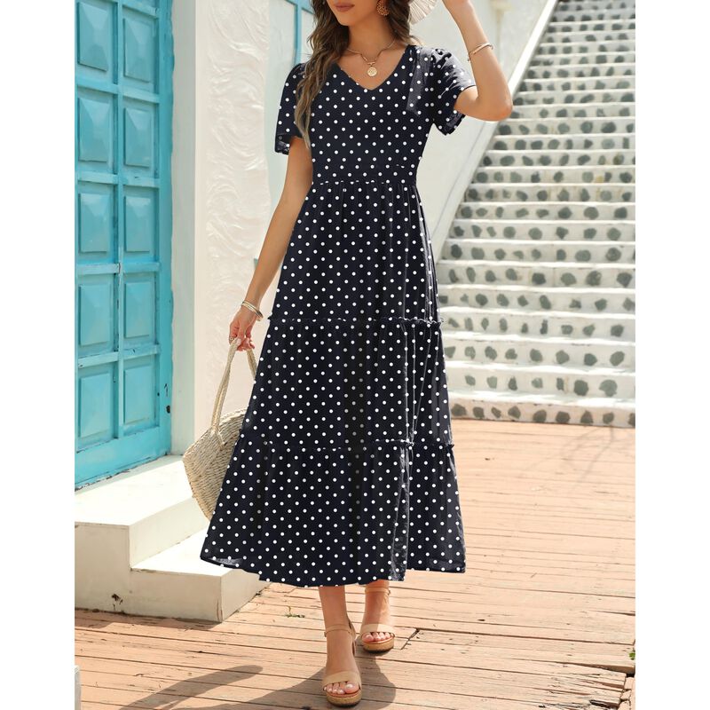 Vestido Zattcas Maxi Floral Manga Corta con Lun... image number null