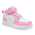Charly Tenis urbano para niña. Blanco rosa, agujeta elástica