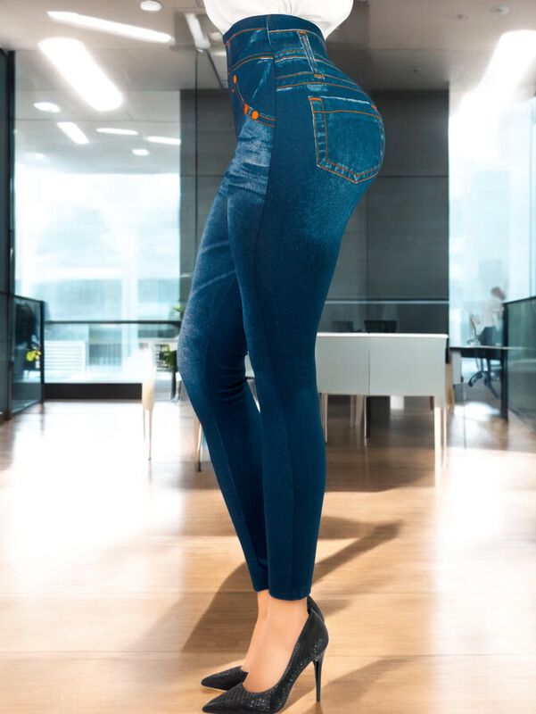 Pack De 2 Leggins Unitalla Mujer Mezclilla Faja... image number null