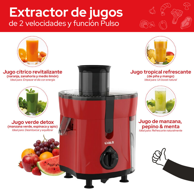 Extractor De Jugos El&eacute;ctrico Cookit Cj12 600w 2... image number null