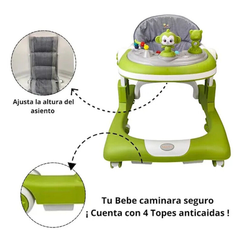Andadera Caminadora Verde 2 En 1 Con Luz Y Soni... image number null