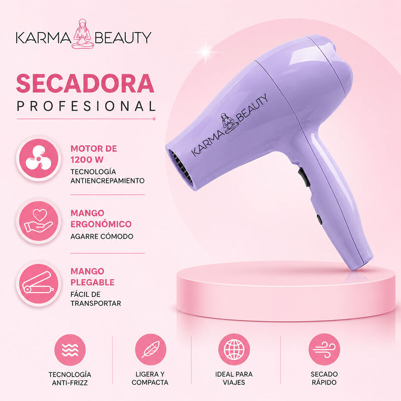 Secadora De Viaje Morada Karma Beauty | Compact... image number null