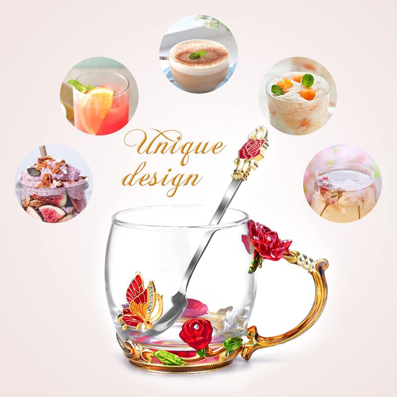 Taza Oeago De Cristal Esmaltado Con Forma De Ma... image number null