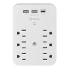 Clavija adaptadora de 6 contactos polarizados y triple cargador USB