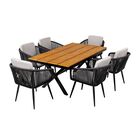 Comedor Jardin Ext 6pz Moderno Recubrimiento Tipo Madera Jardimex