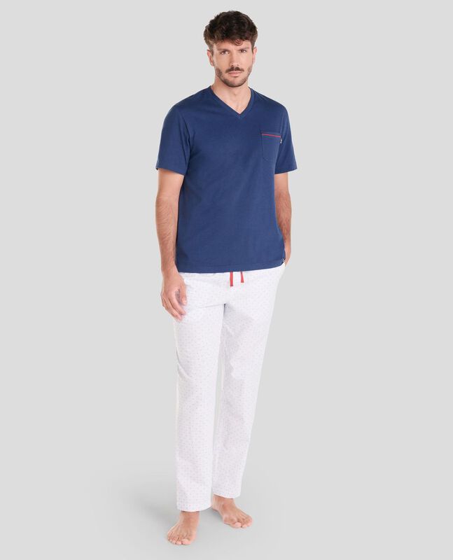 Pijama Largo Mixto Plumeti Marino image number null