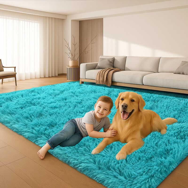 Alfombra Mtandyx 244x152 Cm Azul Turquesa Pelud... image number null