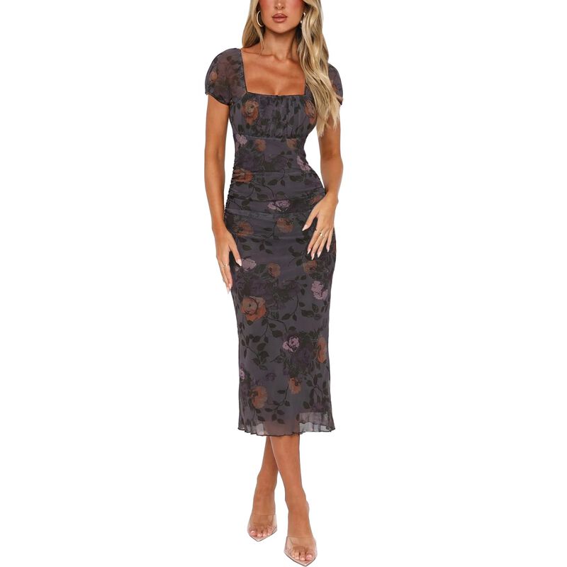 Vestido Midi Floral RELIPOP - Talla S - Morado ... image number null