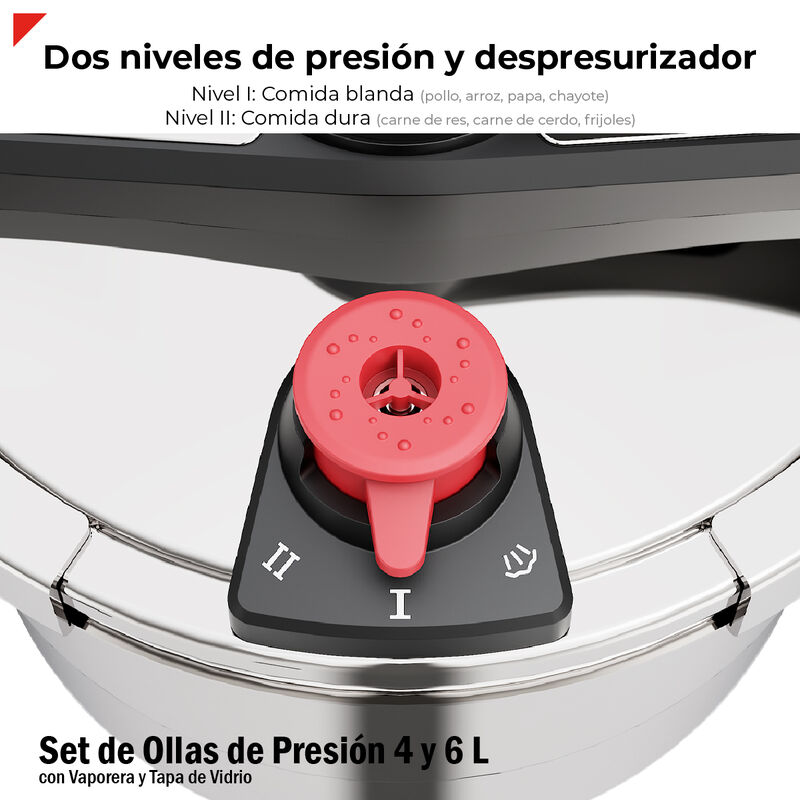 Set De Ollas De Presi&oacute;n 4 y 6L Acero Inox Bogne... image number null