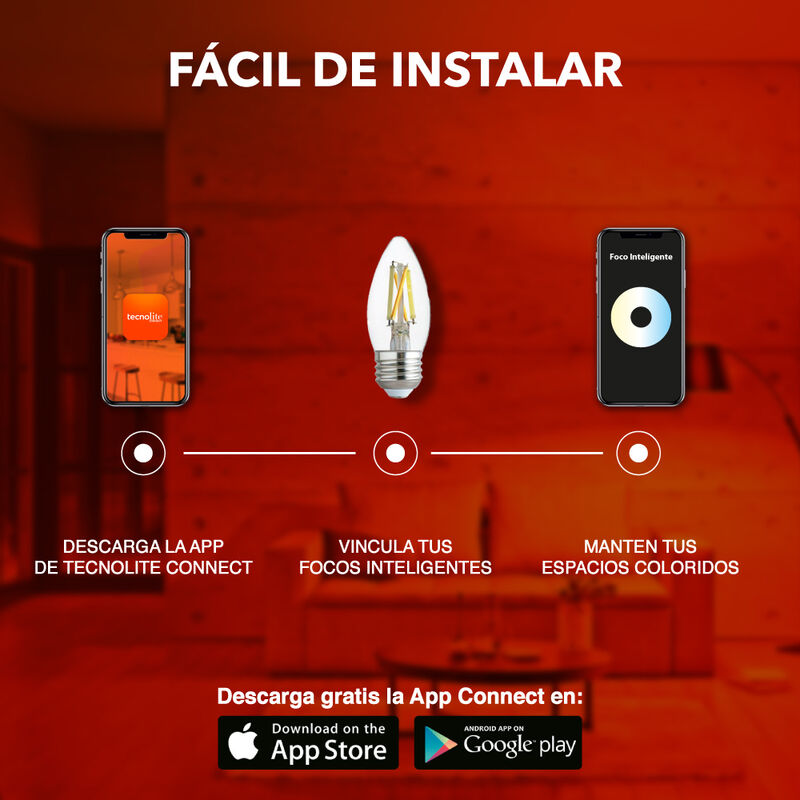 Foco Vela LED Inteligente Filamento B11 WiFi 5.... image number null