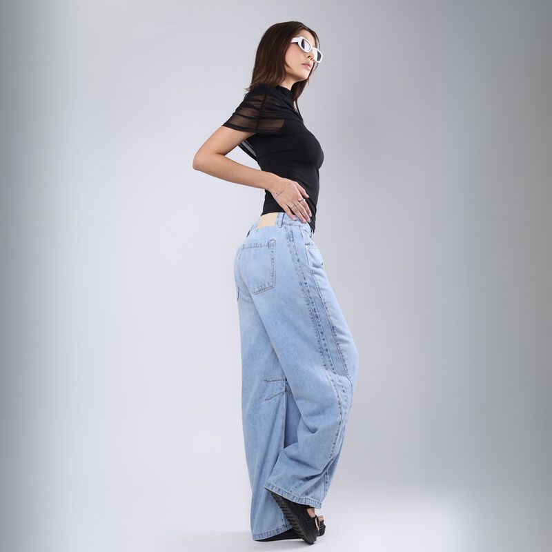 Jeans Barrel Mujer Savi Basic Mezclilla Tiro Me... image number null