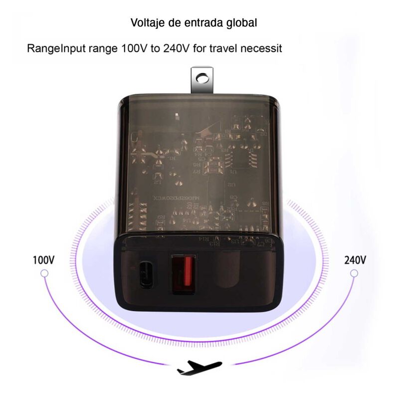 Cargador Ac Mybat Usb-c Pd 20w Usb-a Dual Unive... image number null