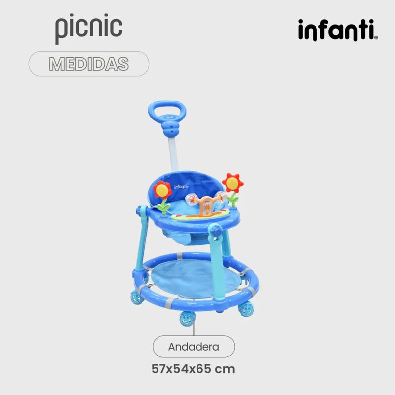 Andadera Picnic 3 En 1  Interactiva Azul image number null