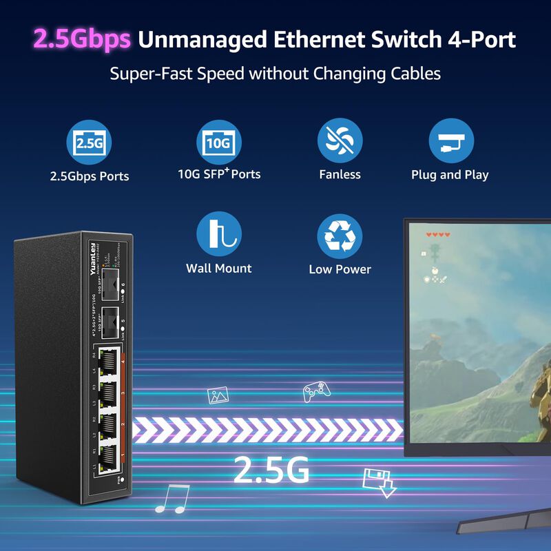 Conmutador Ethernet Yuanley De 2,5 G, 6 Puertos... image number null