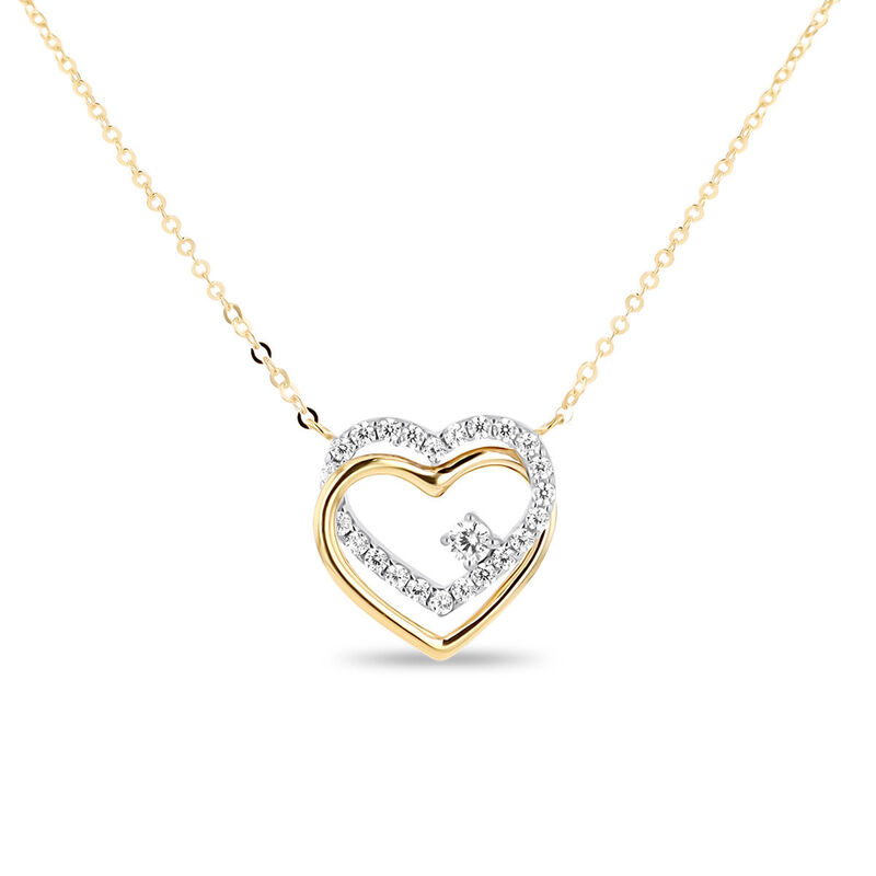 Gargantilla Coraz&oacute;n Bicolor Oro 10k Con Zirconi... image number null