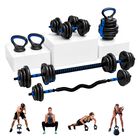 Kit Mancuerna Ajustable 20 Kg Pesas Barra Kettlebell Pro Azul Centurfit