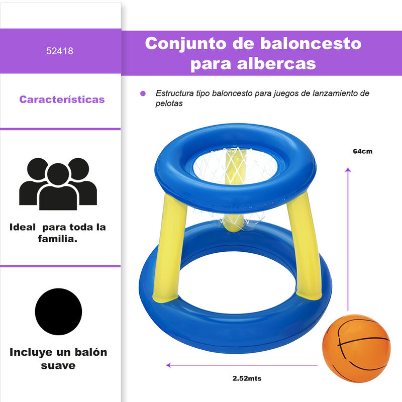 Juego Baloncesto Canasta Inflable Flotante C/ P... image number null
