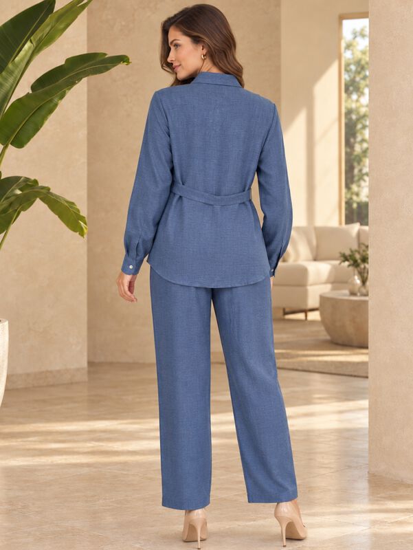 Conjunto 2 Piezas Mujer Conj-0292 Azul Blusa Ma... image number null