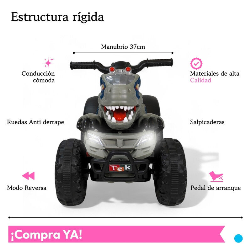 Cuatrimoto El&eacute;ctrica Infantil D/ Dinosaurio TEK... image number null