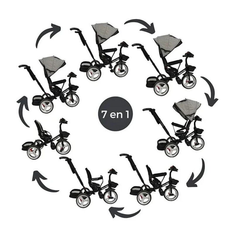 Triciclo Para Ni&ntilde;os Gris 7en1 Con Asiento Girat... image number null