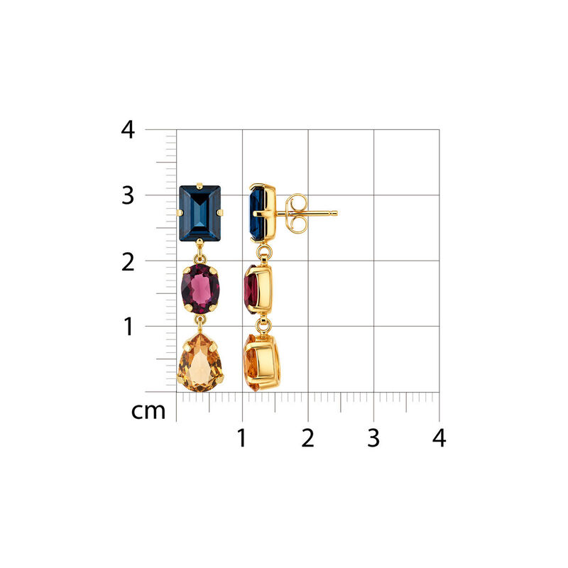 Aretes Plata Dorada 925 Con Piedras De Color image number null